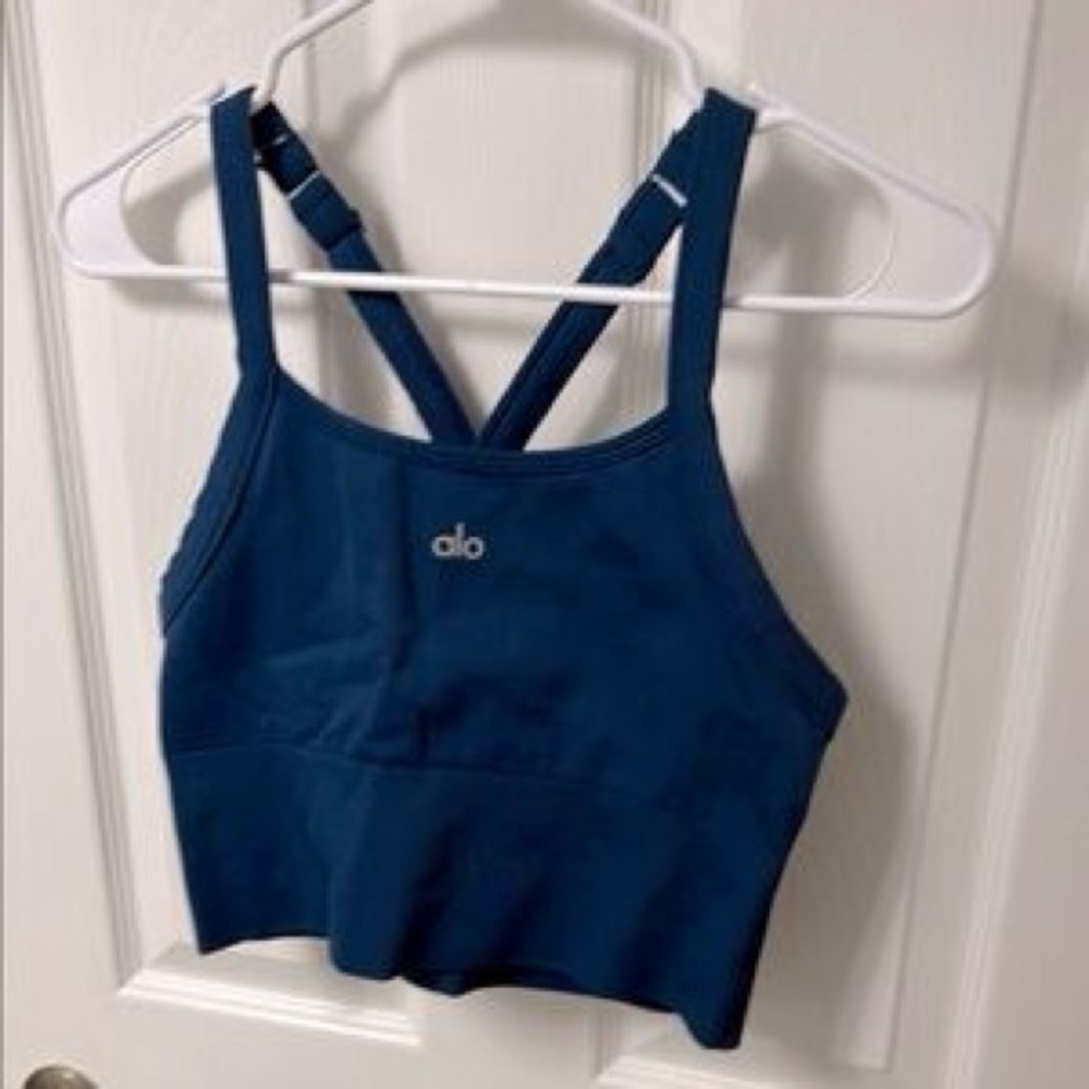 ALO Yoga Blue Racerback Sports Bra - Picture 2 of 2
